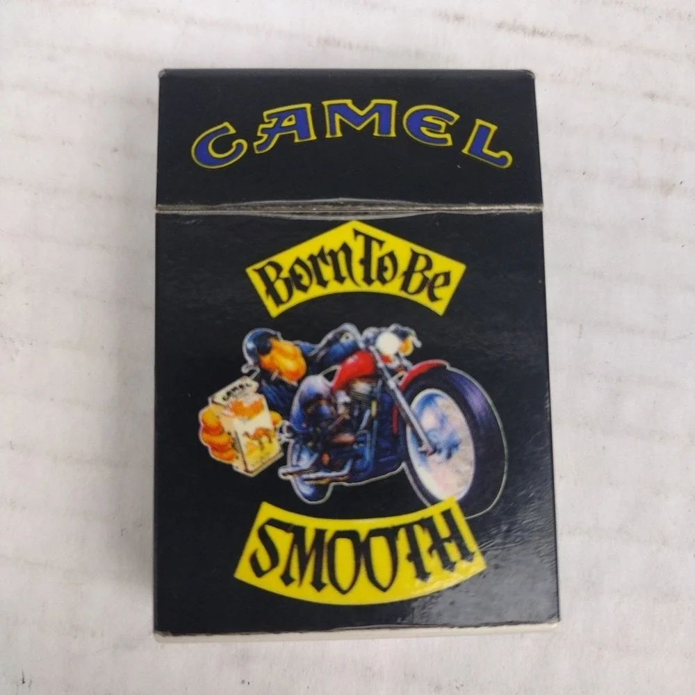 VTG CAMEL Y2K Motorcycle Joe 90's Born to be Smooth Black Flip-Top Lighter